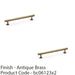 2x Round T Bar Pull Handle Antique Brass 160mm Centres SOLID BRASS Drawer Door 1