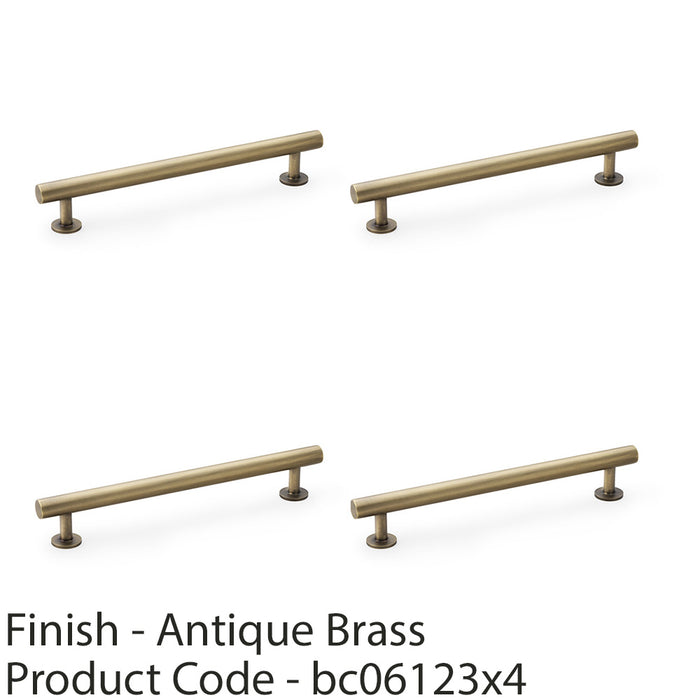 4x Round T Bar Pull Handle Antique Brass 160mm Centres SOLID BRASS Drawer Door 1