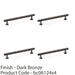 4 PACK Round T Bar Pull Handle Dark Bronze 160mm Centres SOLID BRASS Drawer Door 1