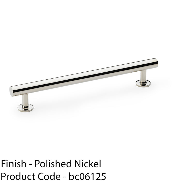 Round T Bar Pull Handle - Polished Nickel 160mm Centres SOLID BRASS Drawer Door 1