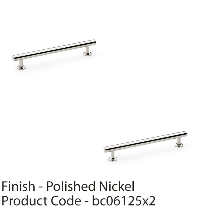 2 PACK Round T Bar Pull Handle Polished Nickel 160mm Centres SOLID BRASS Door 1
