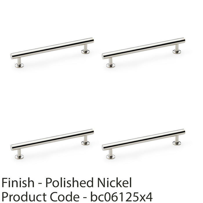 4 PACK Round T Bar Pull Handle Polished Nickel 160mm Centres SOLID BRASS Door 1