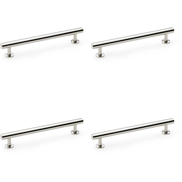 4 PACK Round T Bar Pull Handle Polished Nickel 160mm Centres SOLID BRASS Door