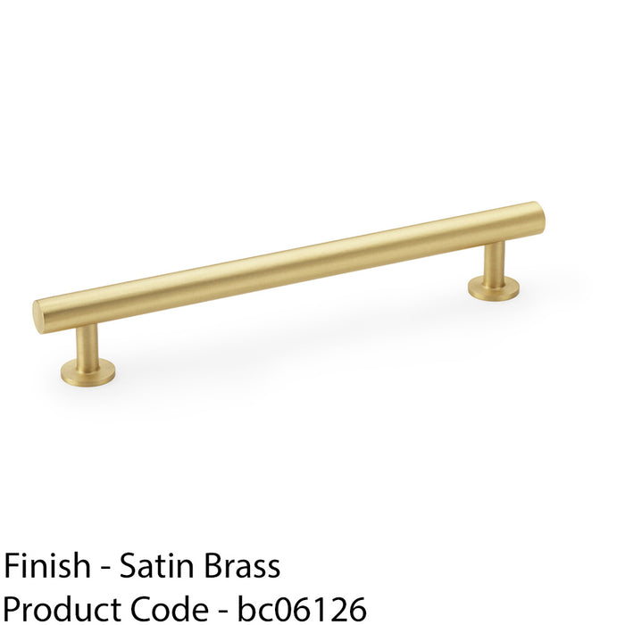 Round T Bar Pull Handle - Satin Brass - 160mm Centres SOLID BRASS Drawer Door 1