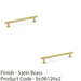 2 PACK Round T Bar Pull Handle Satin Brass 160mm Centres SOLID BRASS Drawer Door 1