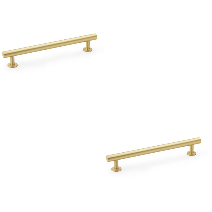2 PACK Round T Bar Pull Handle Satin Brass 160mm Centres SOLID BRASS Drawer Door
