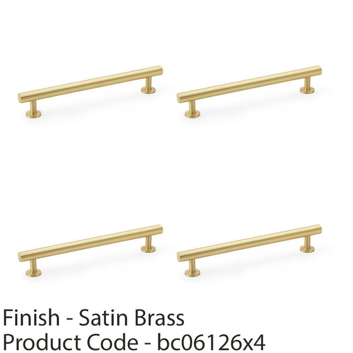 4 PACK Round T Bar Pull Handle Satin Brass 160mm Centres SOLID BRASS Drawer Door 1