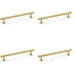 4 PACK Round T Bar Pull Handle Satin Brass 160mm Centres SOLID BRASS Drawer Door
