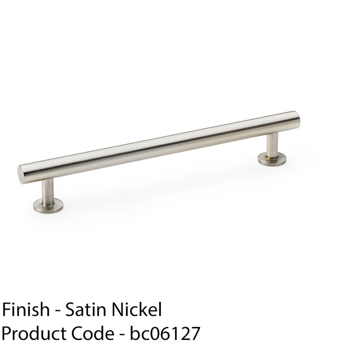 Round T Bar Pull Handle - Satin Nickel - 160mm Centres SOLID BRASS Drawer Door 1