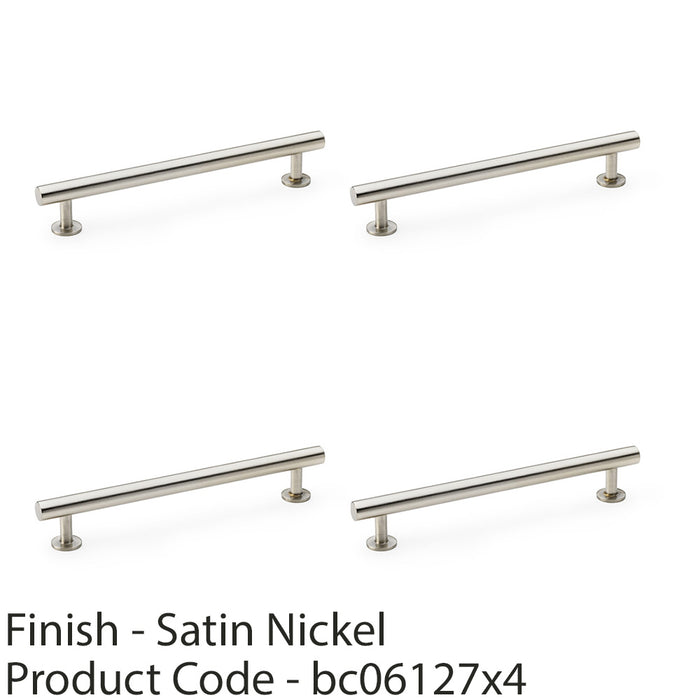 4x Round T Bar Pull Handle Satin Nickel 160mm Centres SOLID BRASS Drawer Door 1