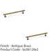 2x Round T Bar Pull Handle Antique Brass 192mm Centres SOLID BRASS Drawer Door 1