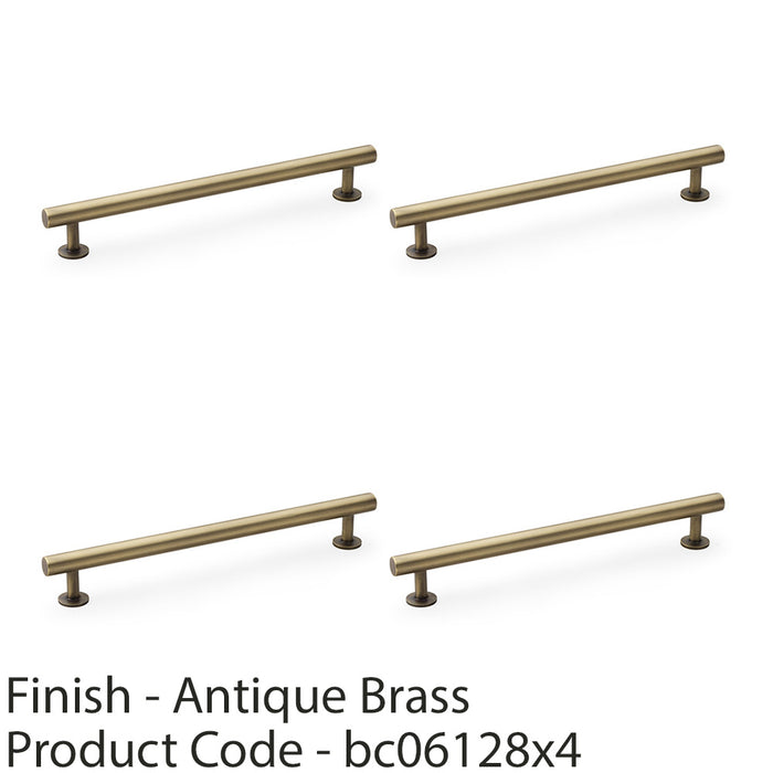 4x Round T Bar Pull Handle Antique Brass 192mm Centres SOLID BRASS Drawer Door 1