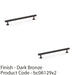 2 PACK Round T Bar Pull Handle Dark Bronze 192mm Centres SOLID BRASS Drawer Door 1