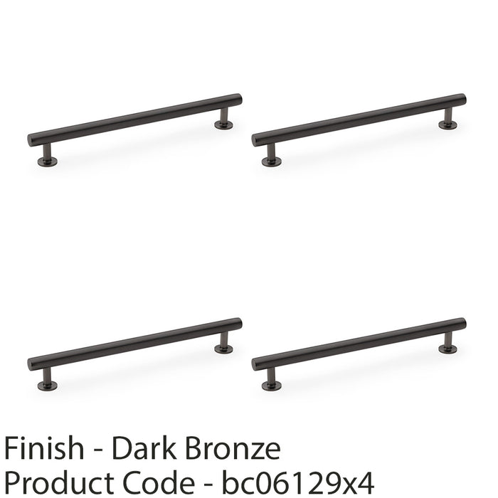 4 PACK Round T Bar Pull Handle Dark Bronze 192mm Centres SOLID BRASS Drawer Door 1