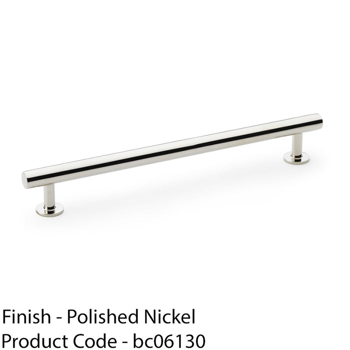 Round T Bar Pull Handle - Polished Nickel 192mm Centres SOLID BRASS Drawer Door 1