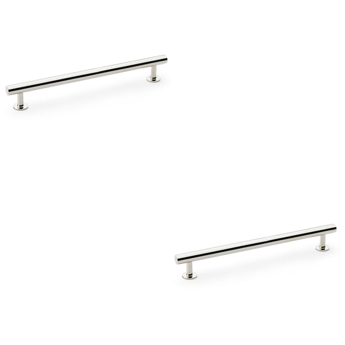 2 PACK Round T Bar Pull Handle Polished Nickel 192mm Centres SOLID BRASS Door