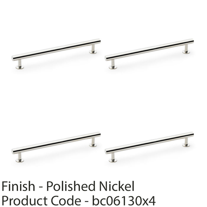 4 PACK Round T Bar Pull Handle Polished Nickel 192mm Centres SOLID BRASS Door 1