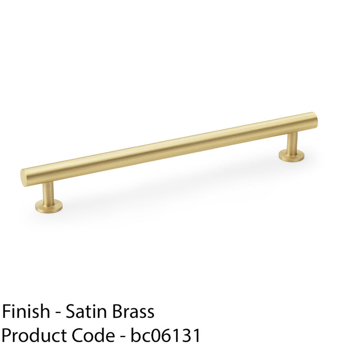 Round T Bar Pull Handle - Satin Brass - 192mm Centres SOLID BRASS Drawer Door 1