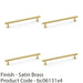 4 PACK Round T Bar Pull Handle Satin Brass 192mm Centres SOLID BRASS Drawer Door 1