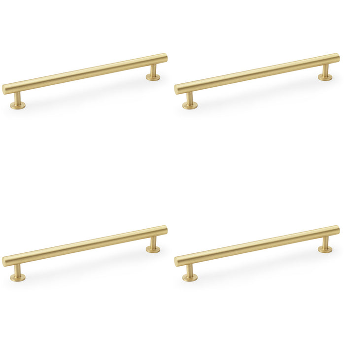 4 PACK Round T Bar Pull Handle Satin Brass 192mm Centres SOLID BRASS Drawer Door