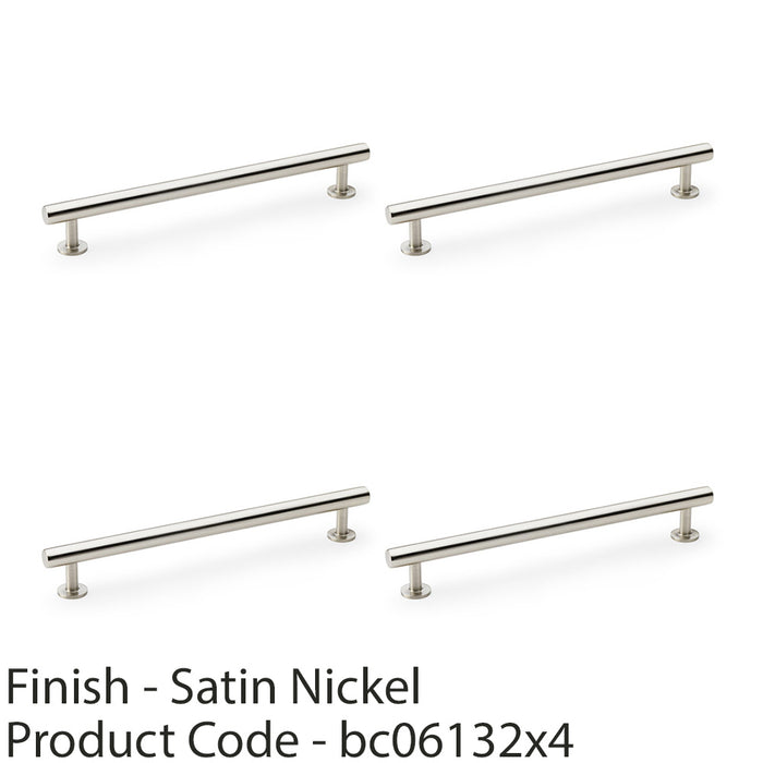 4x Round T Bar Pull Handle Satin Nickel 192mm Centres SOLID BRASS Drawer Door 1