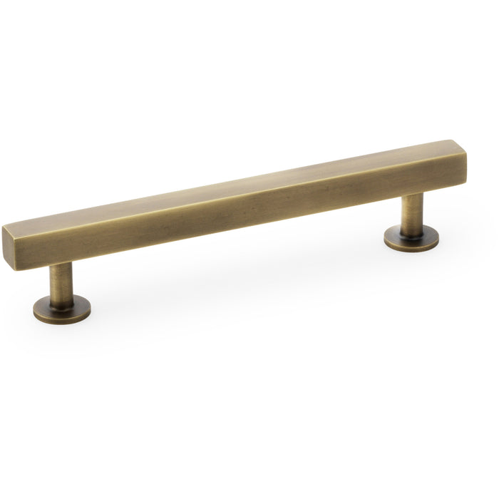 Straight Square Bar Pull Handle - Antique Brass 128mm Centres SOLID BRASS Drawer