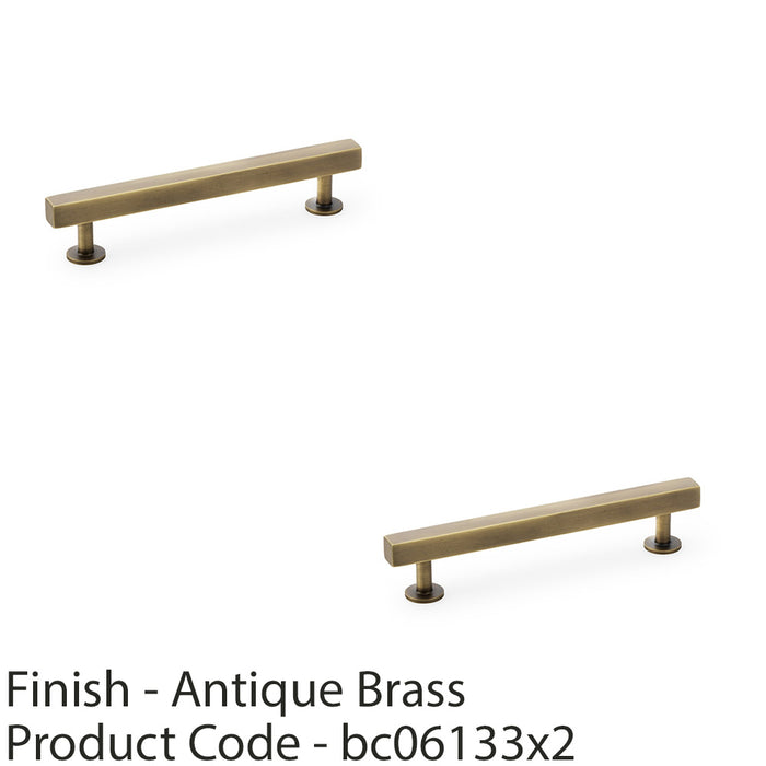 2 PACK Straight Square Bar Pull Handle Antique Brass 128mm Centres SOLID BRASS 1