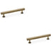 2 PACK Straight Square Bar Pull Handle Antique Brass 128mm Centres SOLID BRASS
