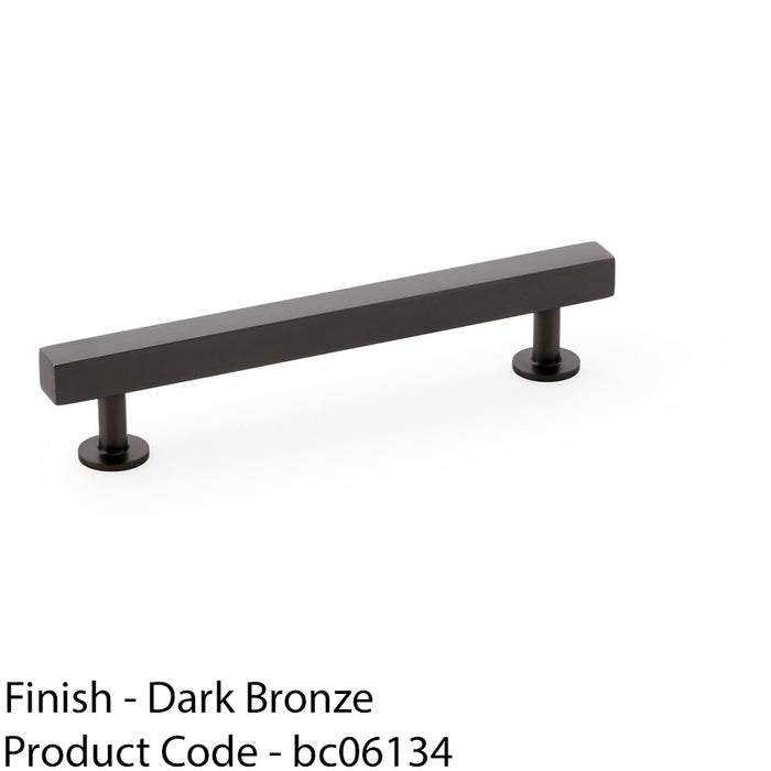 Straight Square Bar Pull Handle - Dark Bronze 128mm Centres SOLID BRASS Drawer 1