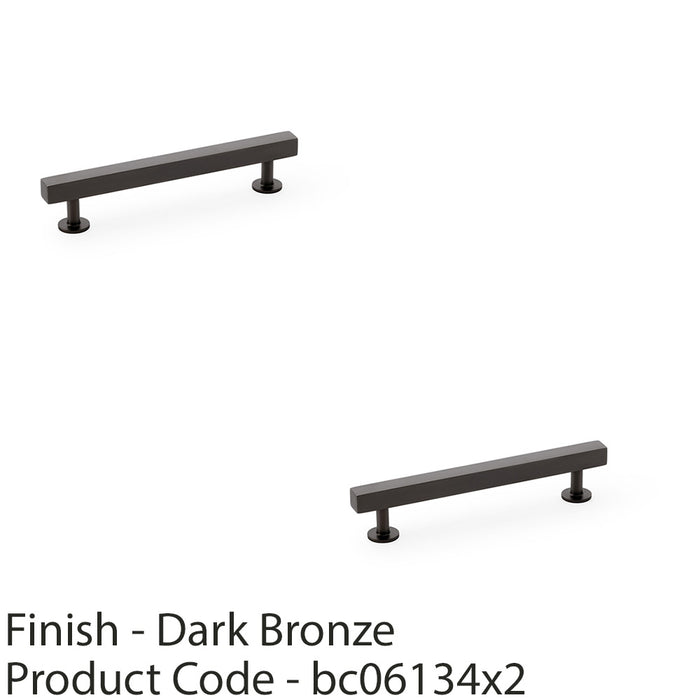 2 PACK Straight Square Bar Pull Handle Dark Bronze 128mm Centres SOLID BRASS  1