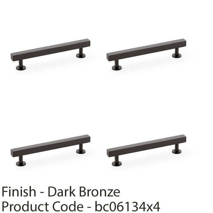 4 PACK Straight Square Bar Pull Handle Dark Bronze 128mm Centres SOLID BRASS  1