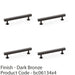4 PACK Straight Square Bar Pull Handle Dark Bronze 128mm Centres SOLID BRASS  1