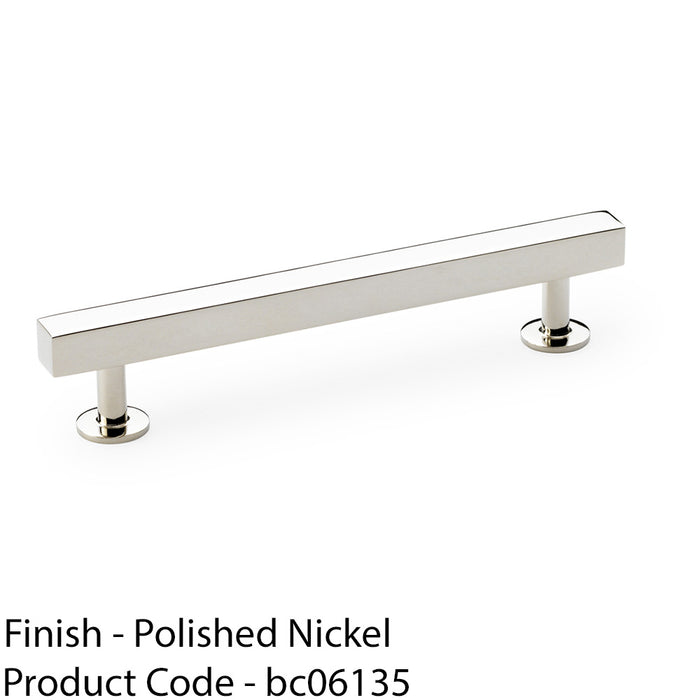 Straight Square Bar Pull Handle Polished Nickel 128mm Centres SOLID BRASS Drawer 1
