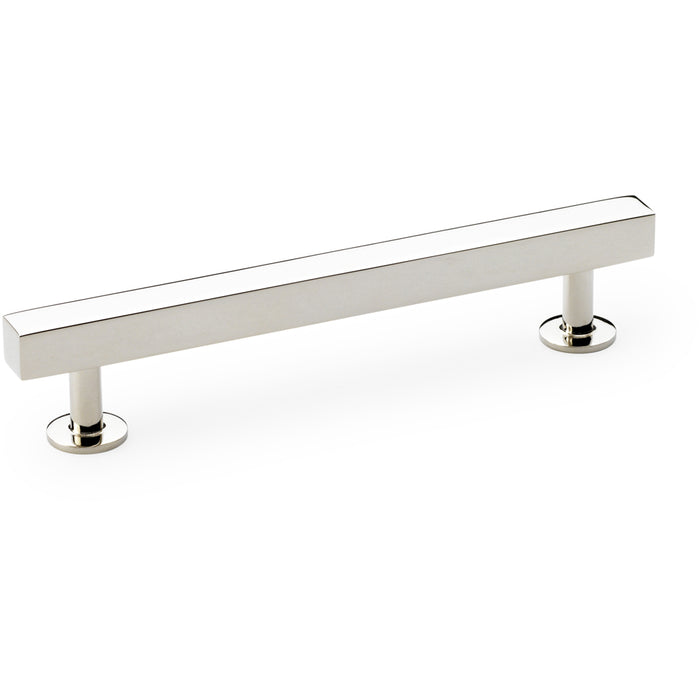 Straight Square Bar Pull Handle Polished Nickel 128mm Centres SOLID BRASS Drawer