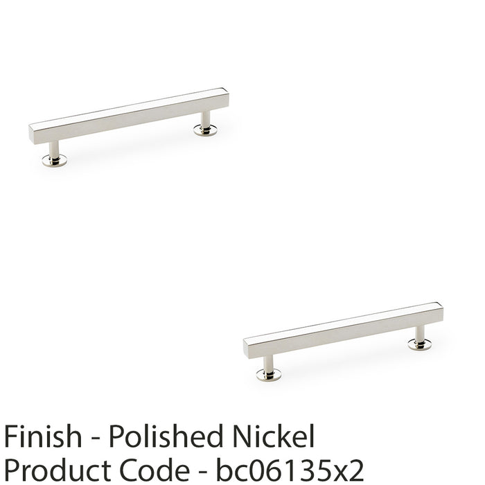 2 PACK Straight Square Bar Pull Handle Polished Nickel 128mm SOLID BRASS Drawer 1