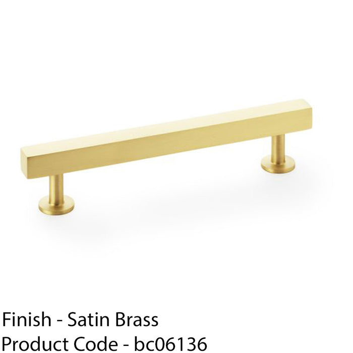 Straight Square Bar Pull Handle - Satin Brass 128mm Centres SOLID BRASS Drawer 1