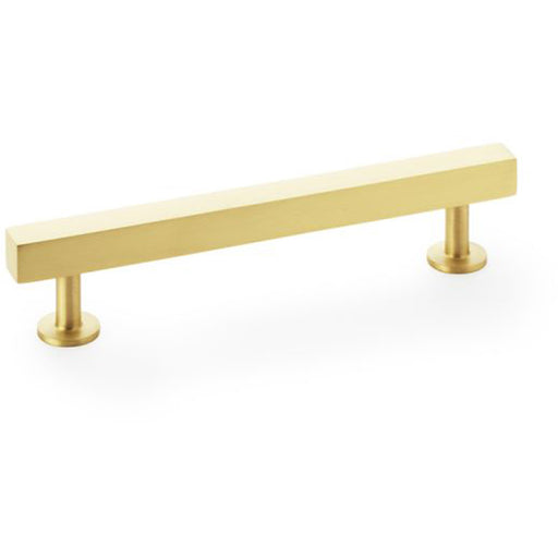 Straight Square Bar Pull Handle - Satin Brass 128mm Centres SOLID BRASS Drawer