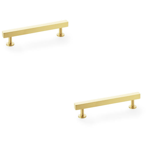 2 PACK Straight Square Bar Pull Handle Satin Brass 128mm Centres SOLID BRASS 