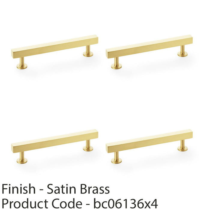 4 PACK Straight Square Bar Pull Handle Satin Brass 128mm Centres SOLID BRASS  1