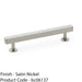 Straight Square Bar Pull Handle - Satin Nickel 128mm Centres SOLID BRASS Drawer 1