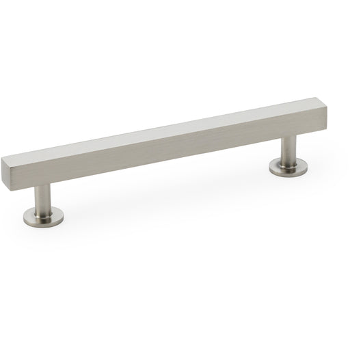 Straight Square Bar Pull Handle - Satin Nickel 128mm Centres SOLID BRASS Drawer