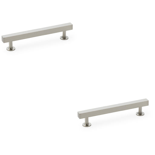 2 PACK Straight Square Bar Pull Handle Satin Nickel 128mm Centres SOLID BRASS 
