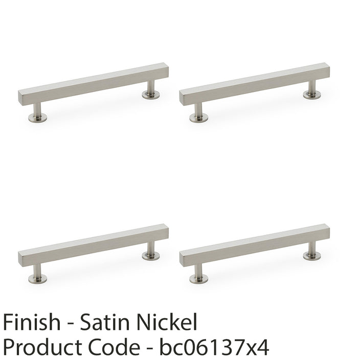 4 PACK Straight Square Bar Pull Handle Satin Nickel 128mm Centres SOLID BRASS  1