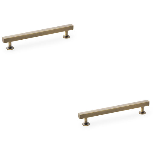 2 PACK Straight Square Bar Pull Handle Antique Brass 160mm Centres SOLID BRASS