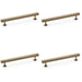 4 PACK Straight Square Bar Pull Handle Antique Brass 160mm Centres SOLID BRASS 
