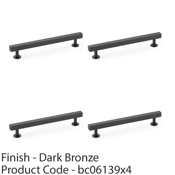 4 PACK Straight Square Bar Pull Handle Dark Bronze 160mm Centres SOLID BRASS  1