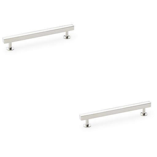 2 PACK Straight Square Bar Pull Handle Polished Nickel 160mm SOLID BRASS Drawer