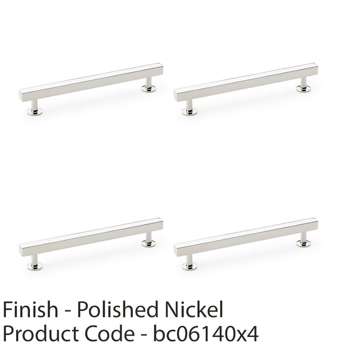 4 PACK Straight Square Bar Pull Handle Polished Nickel 160mm SOLID BRASS Drawer 1
