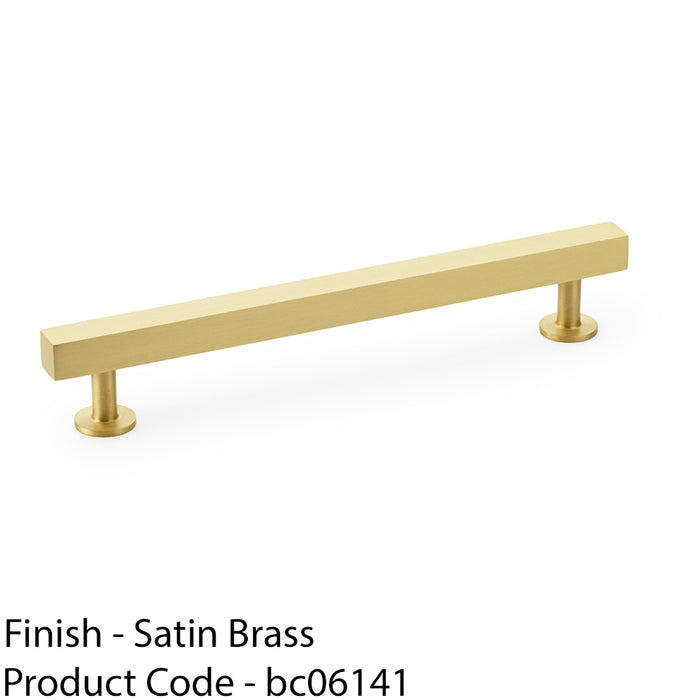 Straight Square Bar Pull Handle - Satin Brass 160mm Centres SOLID BRASS Drawer 1