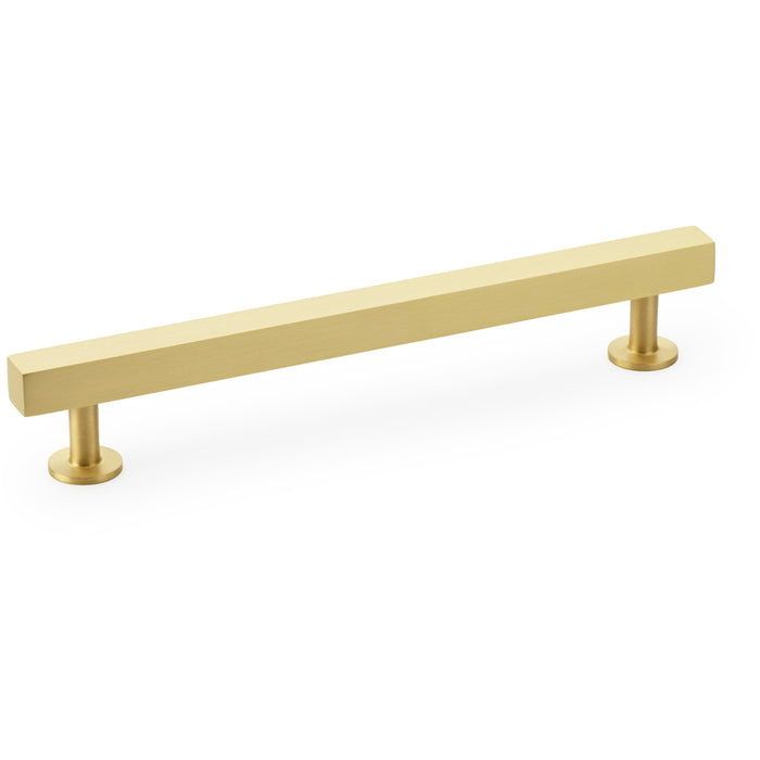 Straight Square Bar Pull Handle - Satin Brass 160mm Centres SOLID BRASS Drawer